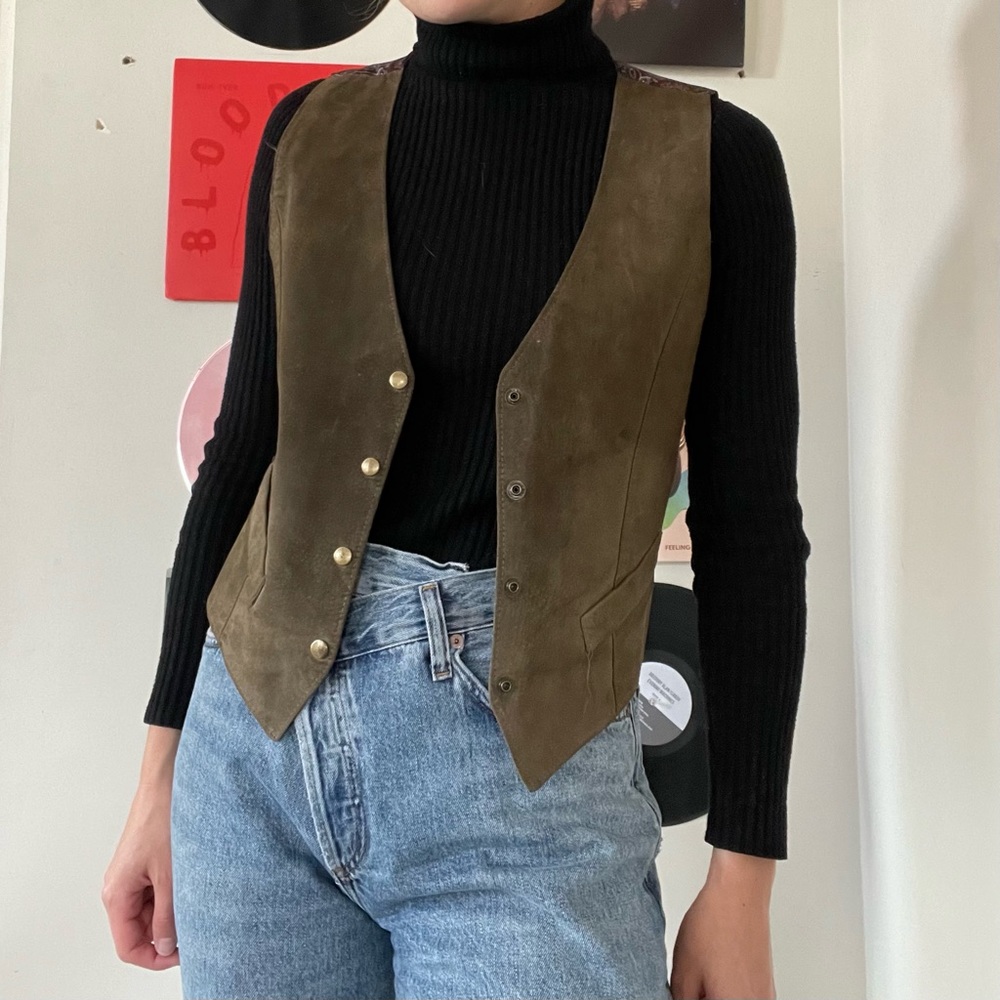 SOLD - Vintage suede & paisley vest